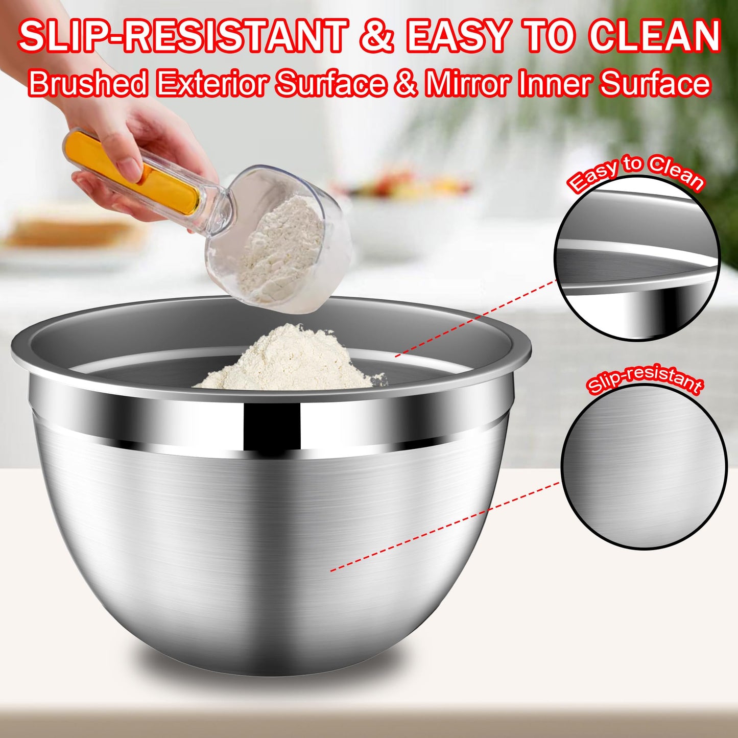 DUTZUN Mixing Bowls with Strainer, Mixing Bowl with Lids Set, Stainless Steel Mixing Bowls, Kitchen Gadgets 2025 Salad Bowls with Strainer for Mixing & Preping & Baking, Multicolor