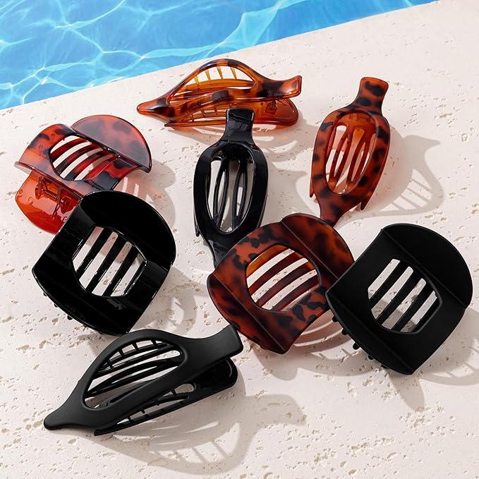 8 Pack Flat Hair Clips for Women, Matte Flat Claw Clips for Thick & Thin Hair No-Slip Strong Hold Hair Barrettes, French Duckbill Styling Accessories for Women
