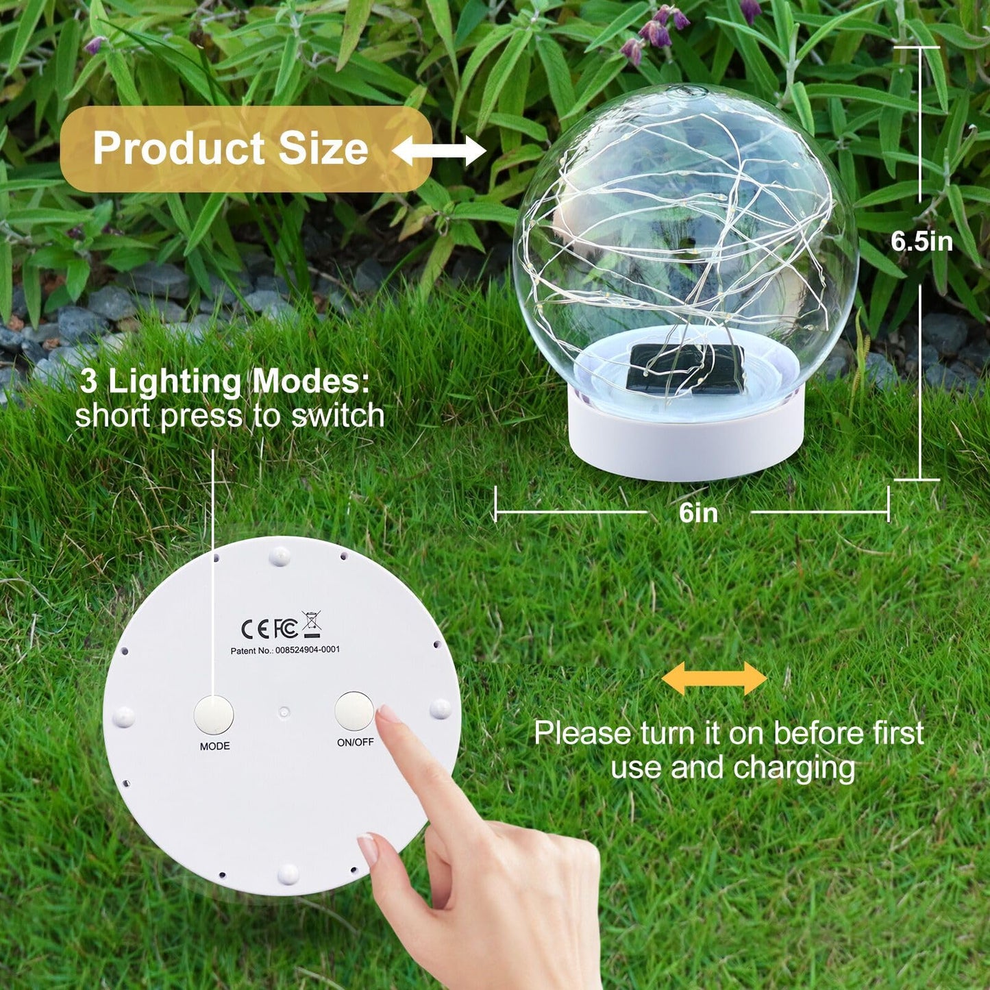 LENONE Floating Pool Lights Solar Powered, 6.5 Inch Warm White Light Up Solar Pool Lights That Float, Updated Waterproof Floating Pool Balls for Patio Party Decor(2 Piece)