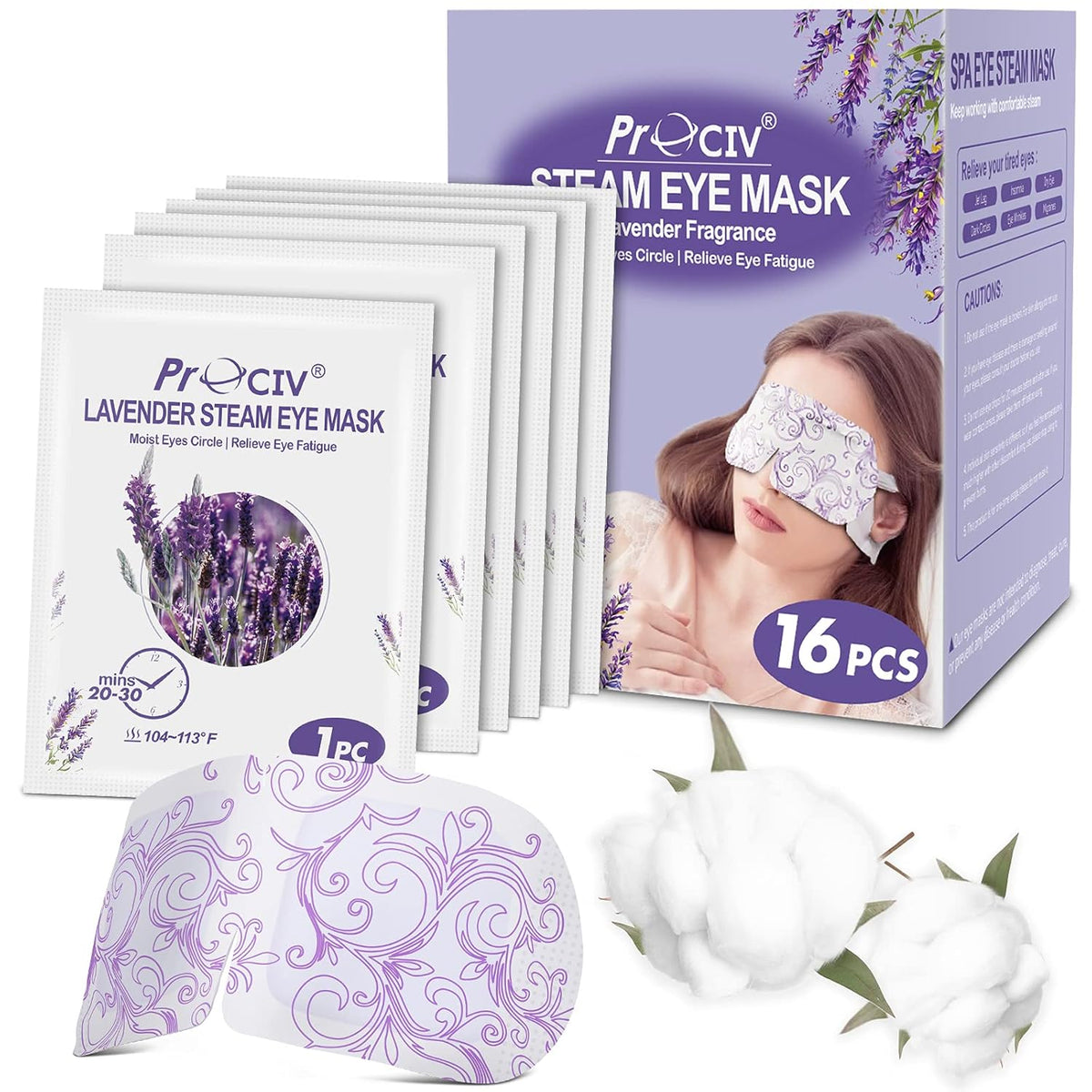 16 Packs Steam Eye Masks for Dry Eyes Self Heated Eye Mask Disposable Sleep Mask Soothing Headache Relief Dry Eye,Hot Warm Compress for Stress Relief Relief Eye Fatigue, Spa Gifts Travel Essentials
