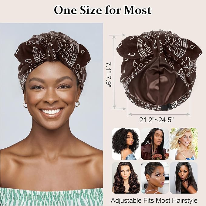 Ababalaya Satin Lined Beanies for Women Chemo Headwear Silky Lined Cotton Sleeping Cap