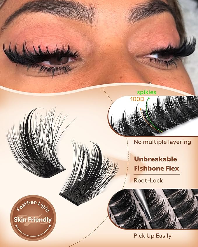 Goddvenus Manga Lash Clusters With Spikes Wispy Cluster Eyelash Extensions Fluffy Anime Eyelashes Clusters Reusable Faux Mink Fairy Individual Lash Extension (D Curve 12-18mm 204 pieces)