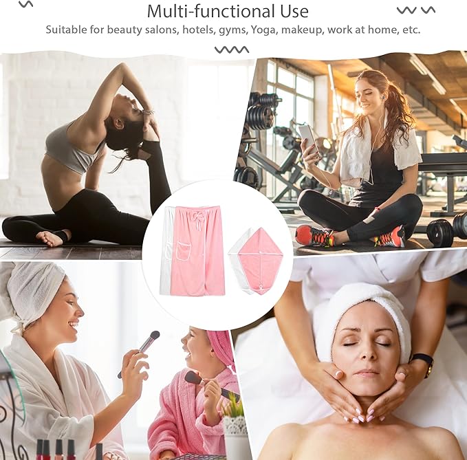 Towel Wrap Women Shower Robe Adjustable Closure Bathrobe with Hair Drying Towel & Spa Wraps