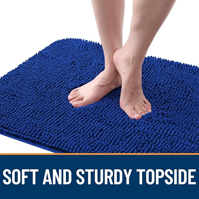 OLANLY Dog Door Mat for Muddy Paws 35x24, Absorbs Moisture and Dirt, Absorbent Non-Slip Washable Doormat, Quick Dry Chenille Mud Mat for Dogs, Entry Indoor Entryway Carpet for Inside Floor, Royal Blue