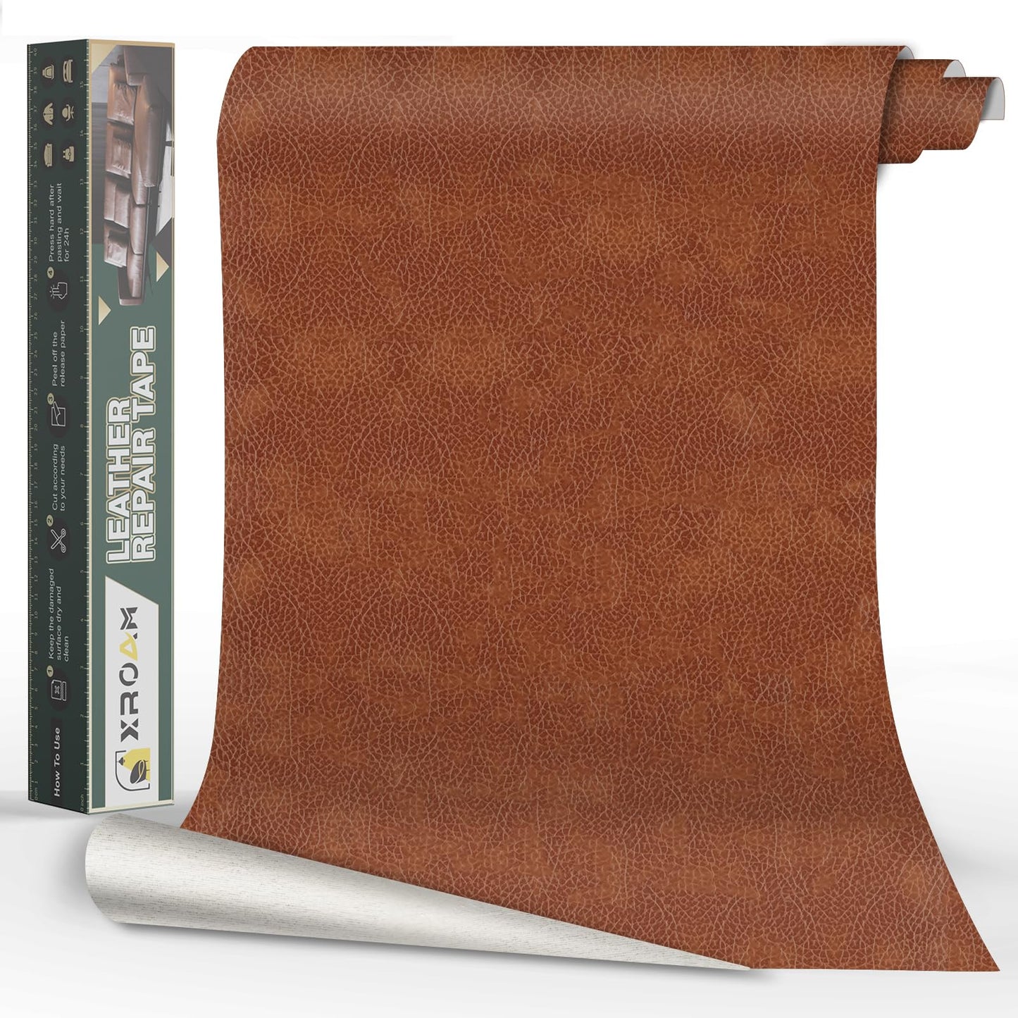Xroam Leather Repair Tape, 16x79 inch Leather Patches for Furniture, Self Adhesive Leather Repair Patch for Sofas, Couches, Leather Covers, Seats, Chairs, Vinyl Repair Tape Retro Dark Brown