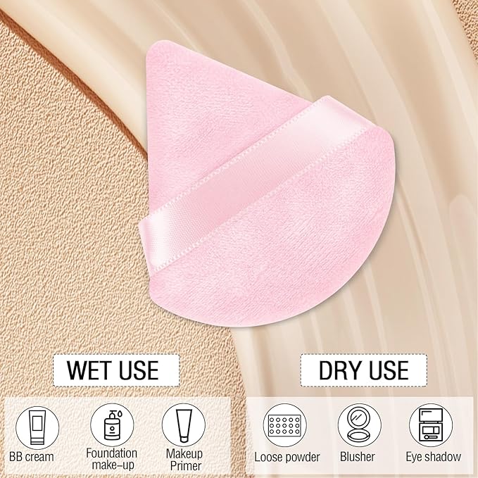Pimoys 6 Pcs Powder Puffs, Face Soft Triangle Makeup Puff Makeup Sponge for Loose Powder