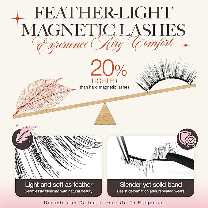 LASHVIEW Upgrade Magnetic Eyelashes with Applicator Reusable Soft Magnetic Eyelashes Natural Look No Glue Needed Lashes Kit Easy to Wear and Remove(A02)