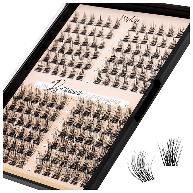 PopUp Cluster Lashes Wispy Lash Clusters Soft D Curl Eyelash Clusters Russian Lashes Clusters DIY Eyelash Extensions at Home,Thin Bank 9-18mm MIX (705)