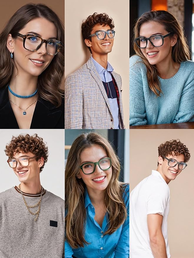 VISOONE Oversized Square Blue Light Blocking Glasses Fashion Computer Eyewear for Women and Men BENNETT