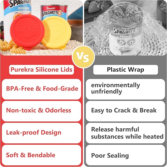 2 Packs Silicone Lids for 15.6 oz and 15.8 oz SpaghettiOs Canned Pasta, Food Sealing Lids for Can, Can Covers for Canned Good, Freezer&Dishwasher Safe (Can NOT Included)