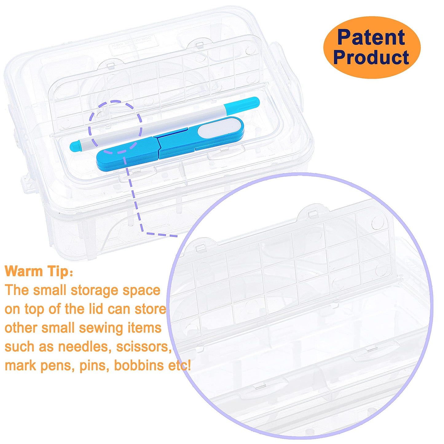 New brothread 2 Layers Stackable Clear Storage Box/Organizer for Holding 40 Spools Home Embroidery & Sewing Thread (Spool Size Requirement: Height≤2.2"/5.6CM; Width≤1.69"/4.3CM)
