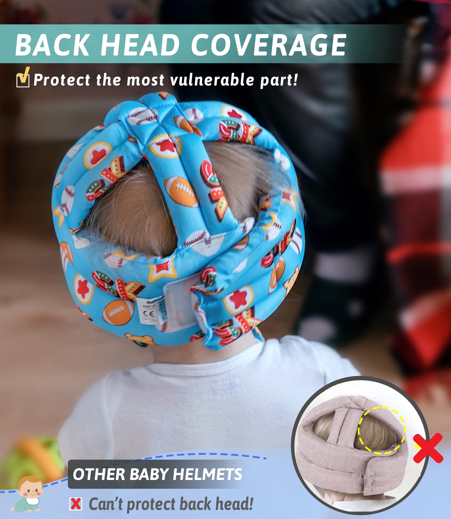 Baby Helmet for Crawling Walking - Baby Head Protector No Bumps and Soft Cushion Infant Baby Safety Headguard I Toddler Helmets 1-2 Years Old, 6-12 Months