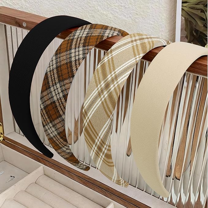 Huachi Headbands for Women Trendy Non Slip Headbands 1 inch Wide Cute Headband for Girls, Fall Head Bands Elastic Hair Bands Fashion Hair Accessories 4PCS