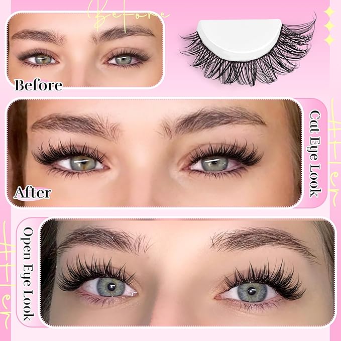 PHKERATA Wispy Lash Clusters Kit Natural Lash Extension Kit 192 pcs Cluster Eyelash Extension Kit DIY Individual Lashes Lashes with Lash Glue Bond and Seal Tweezers Soft Eyelash Clusters, 8-16 mm