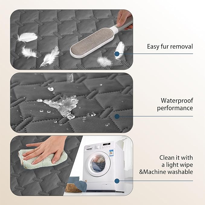 gogobunny 3X Stronger Waterproof Pet Blanket, Scratch Proof Furniture Protector for Dogs Cats, Reversible Cover 30x80 Inch, Dark Grey