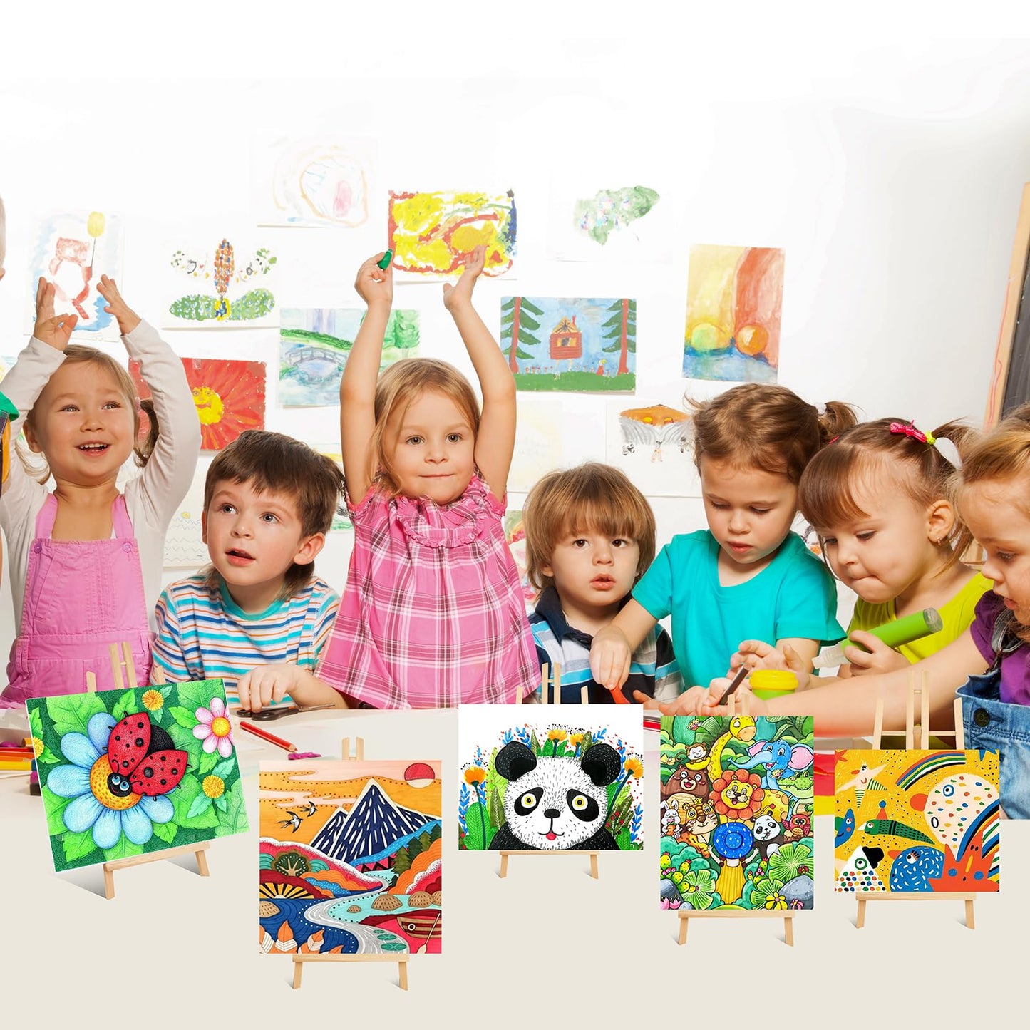 ESRICH 24 Pack 11.8" Wood Easels,Tabletop Easel for Painting,Painting Party, Displaying Canvases, Kids Student Table School Desktop, Portable Canvas Photo Picture Sign Holder