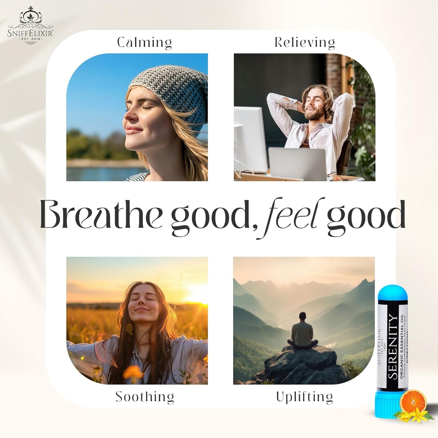 Serenity Aromatherapy Nasal Inhaler Kit – DIY 3-Pack with Essential Oil Blend, Calm Mood & Stress Relief, Premium Gift Set