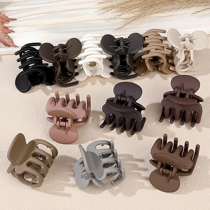 12Pcs Hair Clips for Women 1.8 Inch Small Claw Clips for Thin Hair Medium Hair Claw Clips for Thick Hair Accessories for Women Girls (Brown)