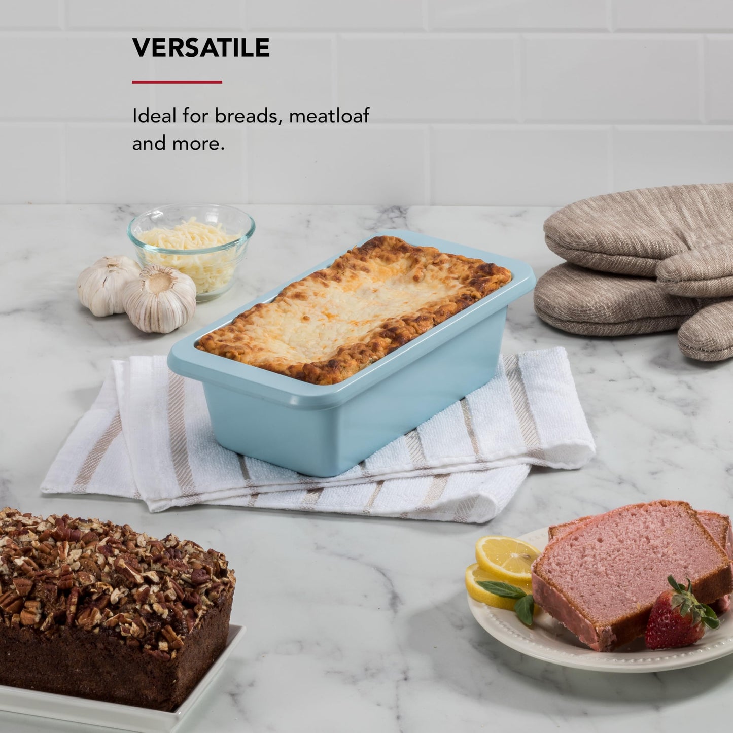 KitchenAid Nonstick Swiss Engineered Aluminized Steel Loaf Pan, Dishwasher Safe, 9 x 5 Inch, Mineral Water