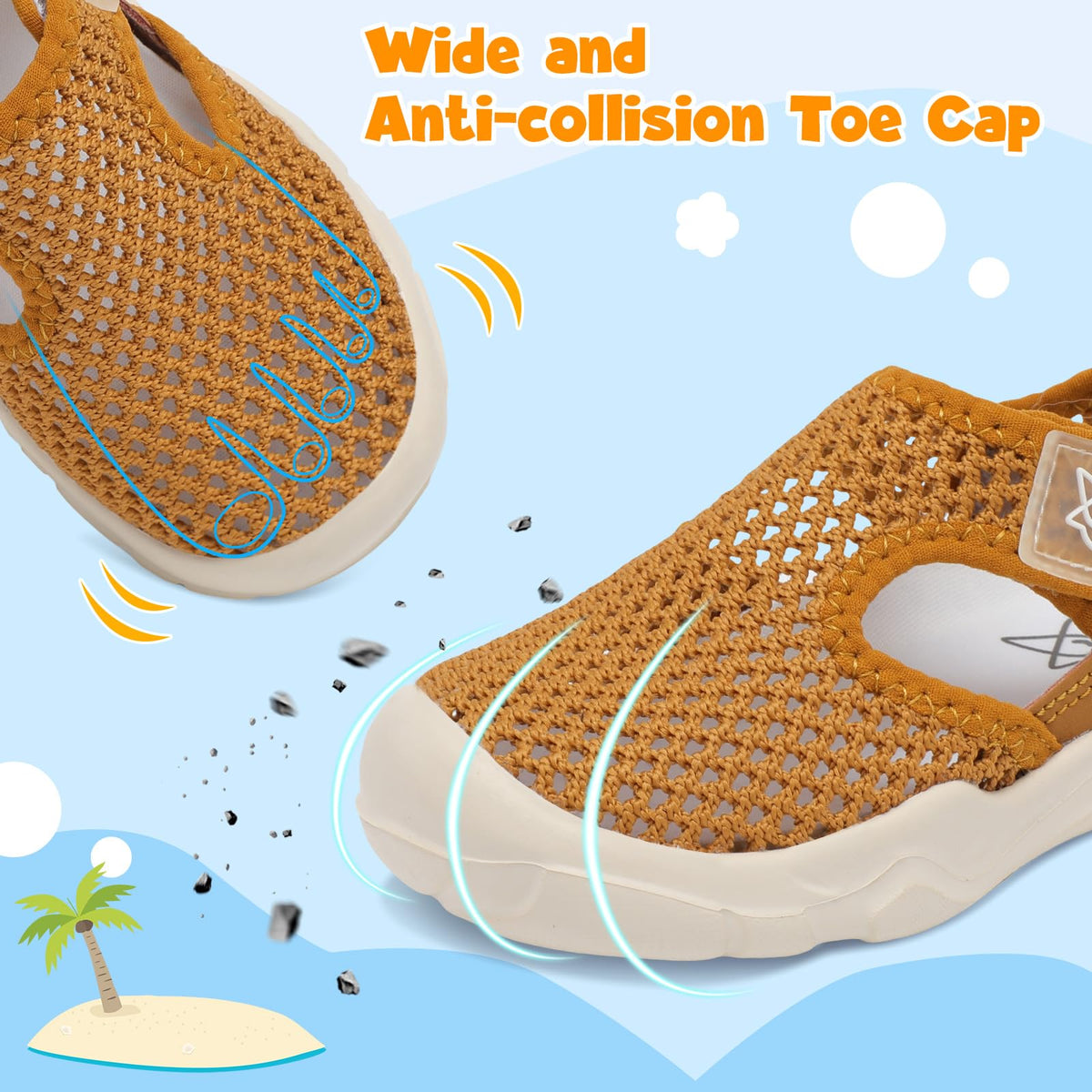 LeIsfIt Toddler Girls Boys Sandals Closed Toe Water Sandals Kids Lightweight Wide Water Shoes for Beach Swim Brown 6 Toddler