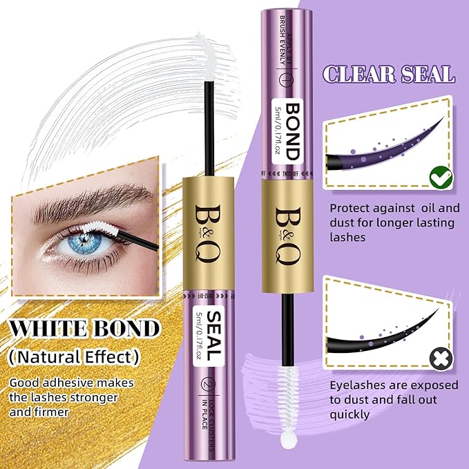 B&Qaugen Lash Bond and Seal 10ML Clusters Lash Glue Waterproof Long Lasting Mascara Wand Lash Extension Bond and Seal Strong Hold 2 in 1 Bond and Seal for DIY Lash ExtensionsÃ¯Â¼ÂWhite Bond and Seal,10MLÃ¯Â¼Â