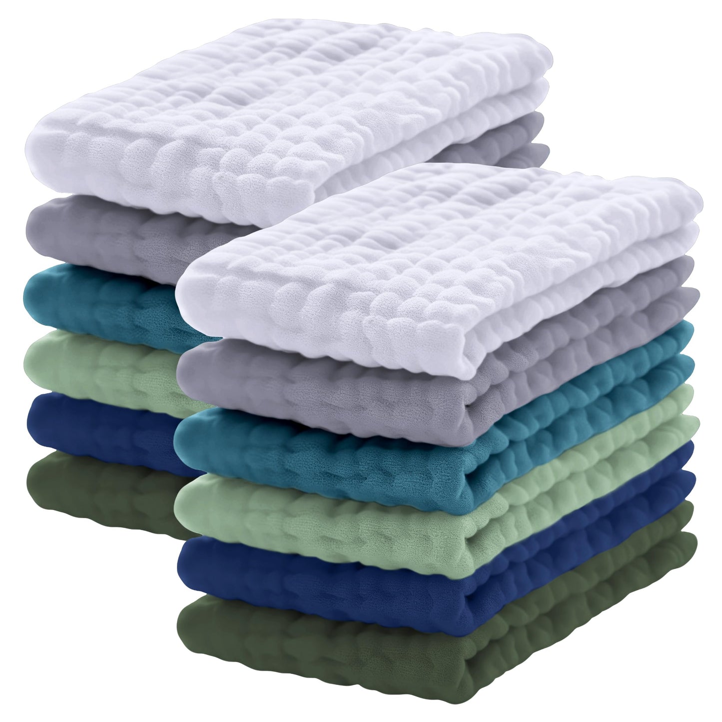 Lovely Care 12 Pack Muslin Burp Cloths 100% Cotton Muslin Cloths Large 20''x10'' Extra Soft and Absorbent Baby Burping Cloth - Slate, Navy & Grey