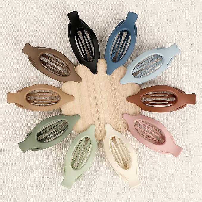 10 Pcs Flat Hair Clips for Women French Concord Claw Clips for Thick and Thin Hair Claw Clips Duck Billed Barrettes Hair Accessories for Women and Girls (Dark Colorful)