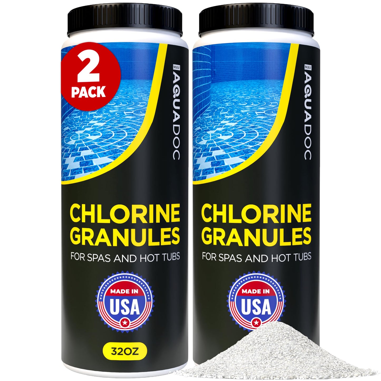 Spa Chlorine for Hot Tub Sanitizer 2lb (2 Pack) - Quick Dissolving Hot Tub Chlorine Granules, Spa Chemicals Made in the USA - AquaDoc