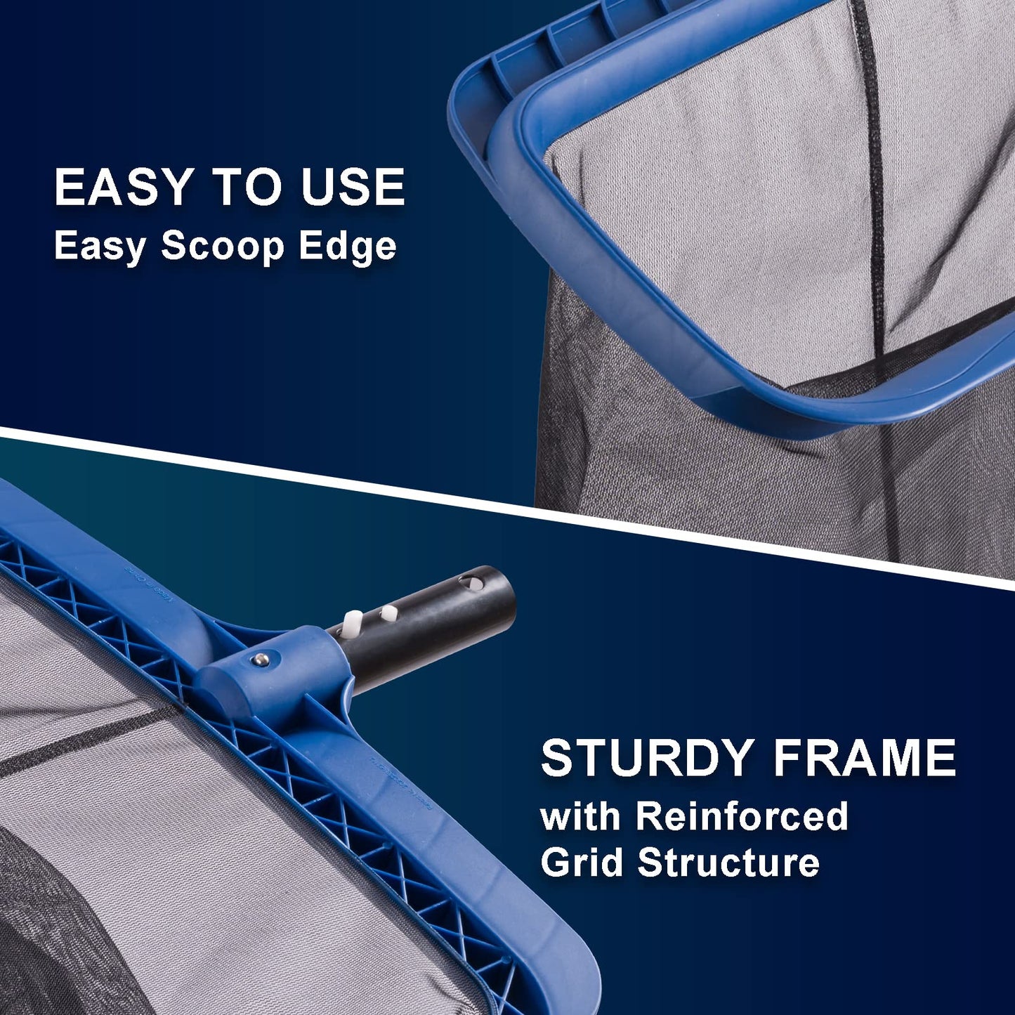 Fine Mesh Pool Net & Brush Head Combo - Sturdy Skimmer with 17.5" Professional Brushes for Pool Wall Cleaning