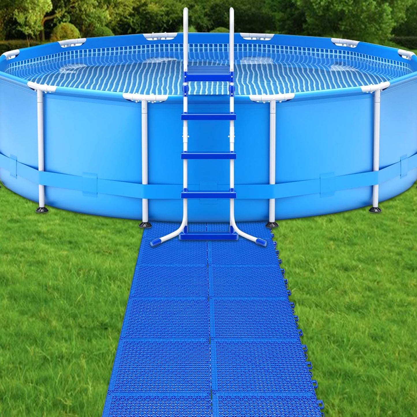 Hlimior 20Pcs Pool Drainage Mat,10.3" x 10.3"Above Ground Walkways, Pool Mat with Multiple Splicing Methods to Prevent Dirt from Entering The Pool,Interlocking Plastic Floor for Pools, Spas, Passways