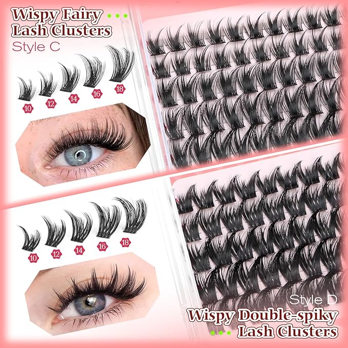 Wispy Lash Clusters Natural Eyelash Clusters 230pcs Cluster Eyelash Extensions 4 Styles Individual Lashes 10-18mm Eyelashes DIY Lash Extension Natural Look Lash Cluster Wispy by calphdiar