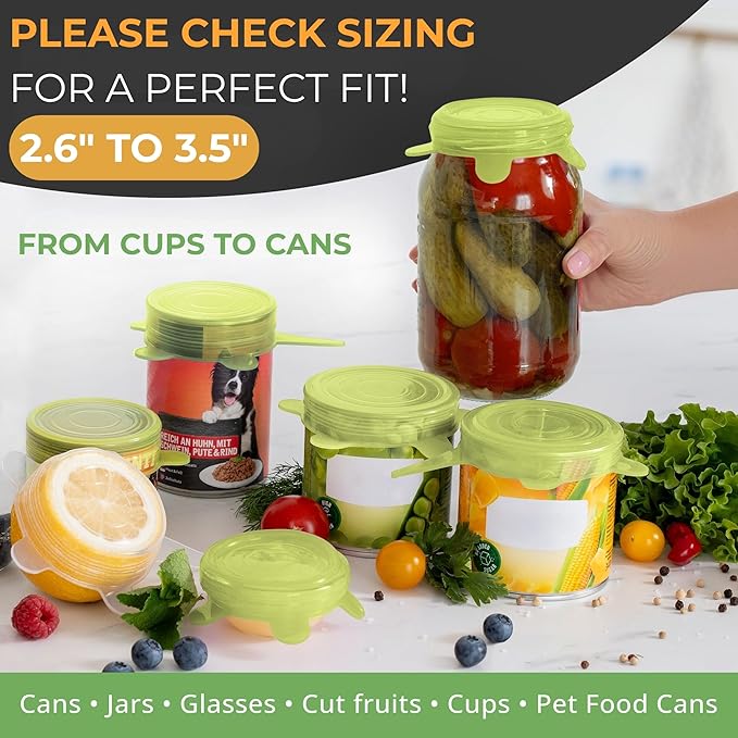 Orblue Silicone Stretch Lids 6-Pack Small for Fresh Food Storage - Seal in Flavors, Keep Food Fresh and Reduce Waste Lime Green