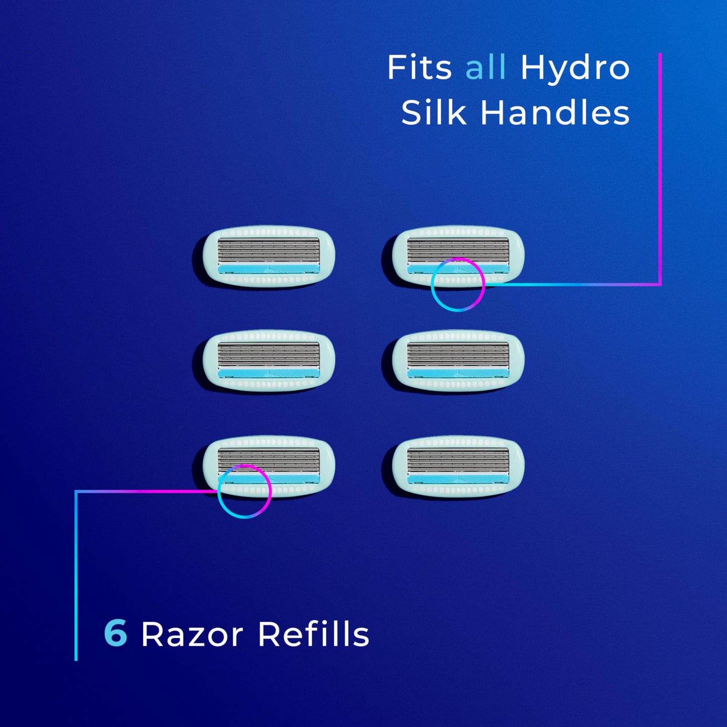 Schick Hydro Silk Sensitive Razor Blade Refills, 6 Count | 5-Blade Sensitive Skin Razors for Women | Womens Razor Refills for Sensitive Skin