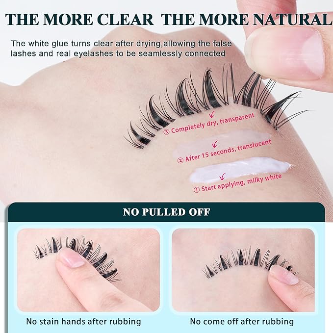 Vasa Muse Premium Lash Clusters Kit Lashes Wispy Lash Clusters Natural Eyelash Clusters Spiky Fairy Eyelash Extension Kit invisible Band Eyelashes with Bond & Seal for DIY 10-16mm 0.05mm