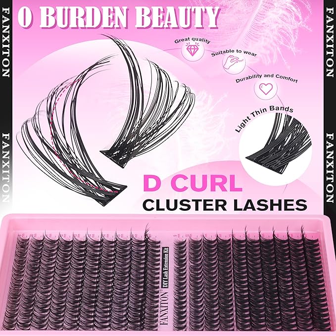 FANXITON Lash Clusters Wispy 30D+40D Lashes Clusters 400pcs Eyelash Clusters D Natural Cluster Eyelash Extensions 9-16mm Mix Individual Lashes for Beginners