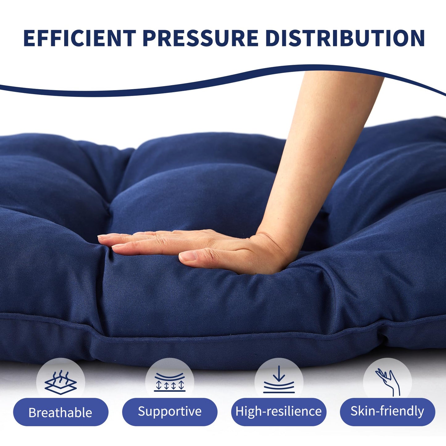 IPYNBAP Outdoor Bench Cushion, 48x18x5 Inch, Waterproof Bench Cushion for Outdoor/Indoor Furniture, Tufted Patio Bench Seat Cushion, Fade Resistant Outdoor Cushions for Porch Swing Couch, Navy Blue
