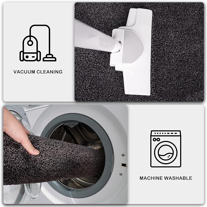 PURRUGS Dirt Trapping Door Mat 24" x 35.5", Non-Slip Machine Washable Entryway Rug, Dog Doormat, Indoor Front Door Mat, Super Absorbent Entry Rug for Muddy Shoes & Paws, Charcoal