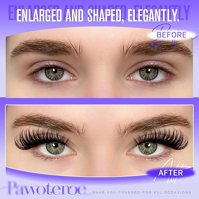 Pawotence Misha Lashes Clusters Wispy Cluster Eyelash Extensions 144pcs Individual Lashes Wet Look 10-18mm Lash Extension DIY False Eyelashes Soft Comfortable Eyelash Clusters