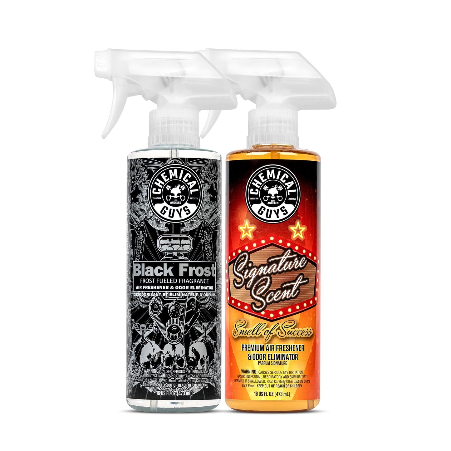 Chemical Guys AIR_302 Black Frost Scent and Signature Scent Combo Pack, Great for Cars, Trucks, SUVs, RVs, Home, Office & More (2-16 Fl Oz Items)