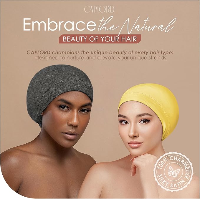 CAPLORD Satin Bonnet for Sleeping, Curly Hair Wrap Sleep for Men, Adjustable Silk Beanies for Women, Silk Hair Bonnet