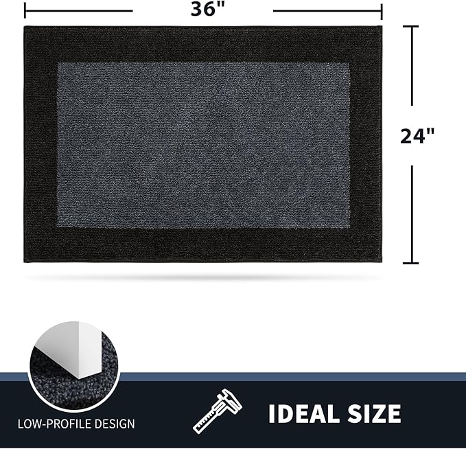 PURRUGS Dirt Trapping Door Mat 24" x 36", Non-Slip Washable Entry Mat, Dog Doormat, Front Door Mat, Super Absorbent Entrance Mat for Muddy Shoes & Paws, Bluish Grey & Charcoal