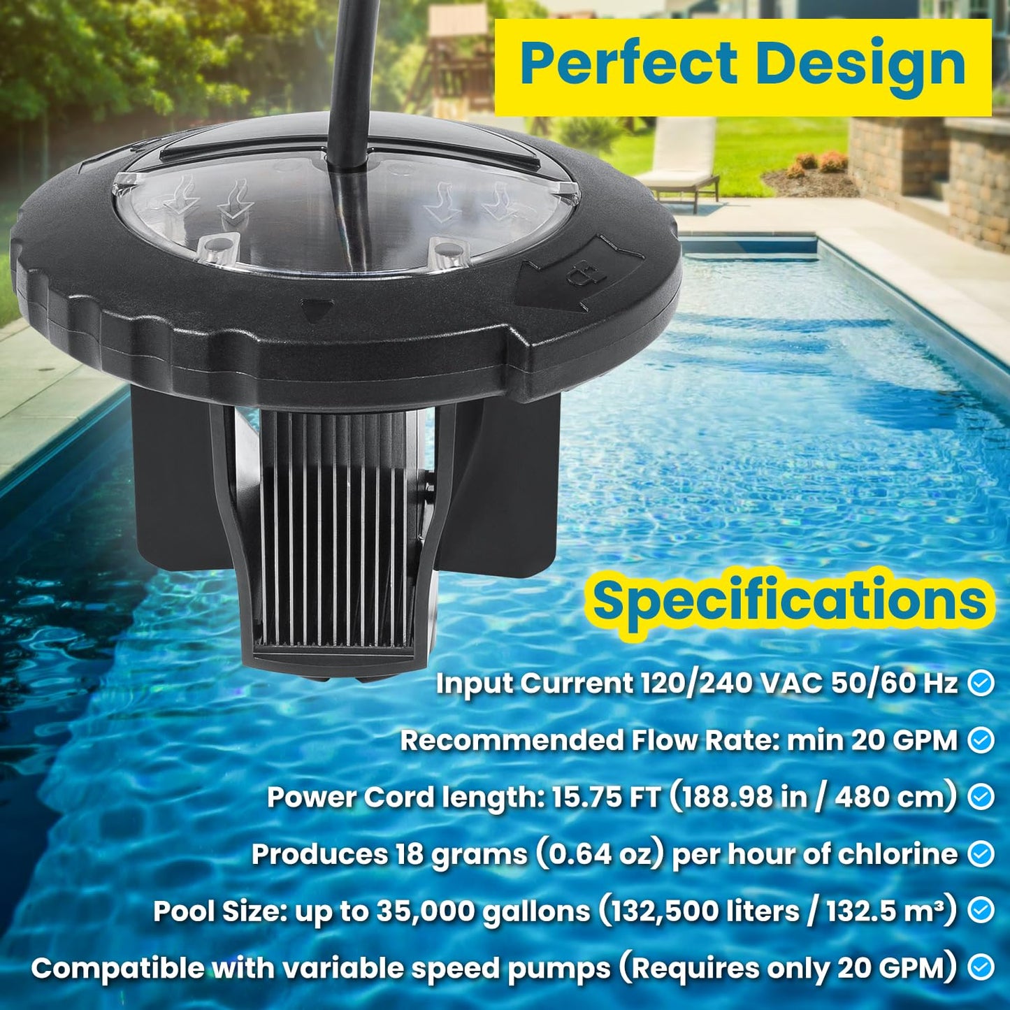 Replacement for Jandy Zodiac R0693900 TruClear Salt Cell Assembly for All Jandy Pro Series TruClear Chlorine Generating System TRUCLEAR11K & TRUCLEAR11KU Pools up to 35,000 Gallons Upgraded Black