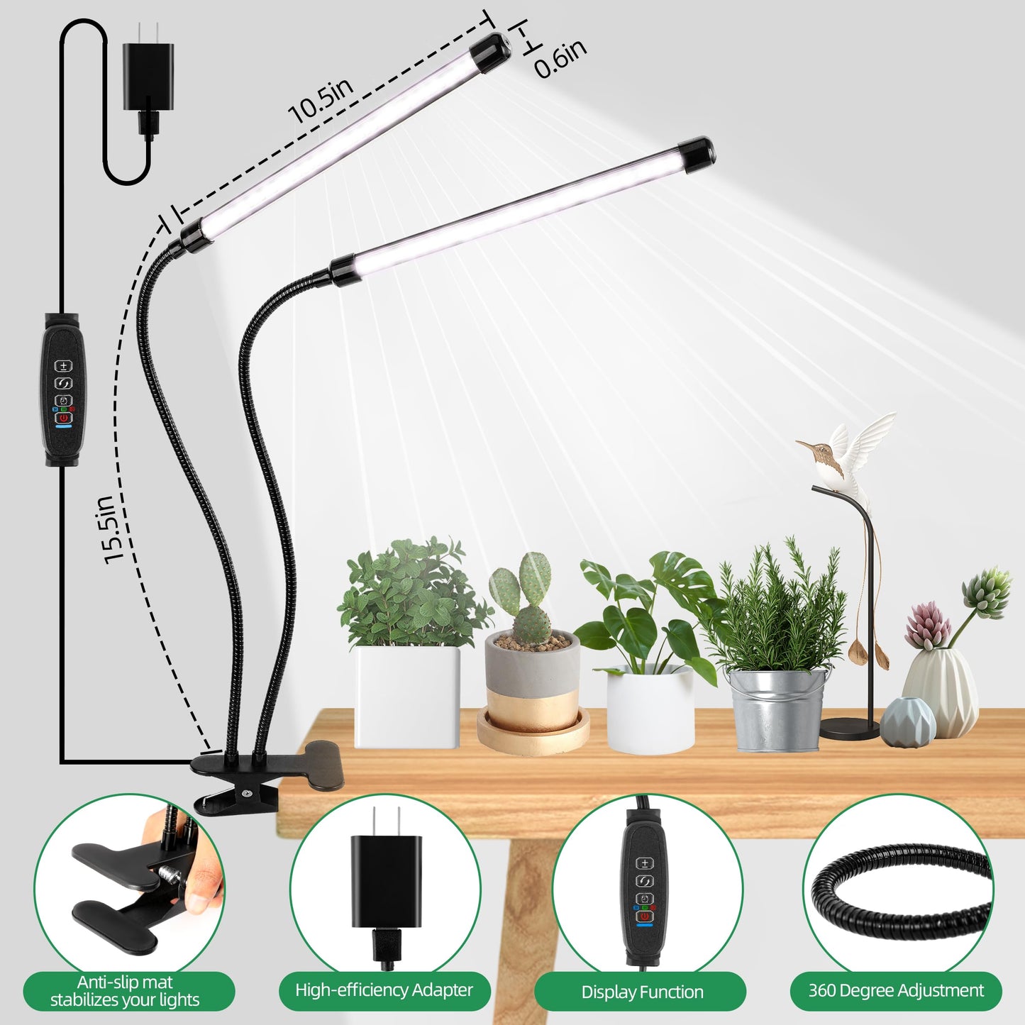 EWPJDK Grow Light 6500K Full Spectrum Plant Grow Lights 84 LED Plant Light with Clip Grow Lamp for Indoor Plants Growing Lamps（2PCS）