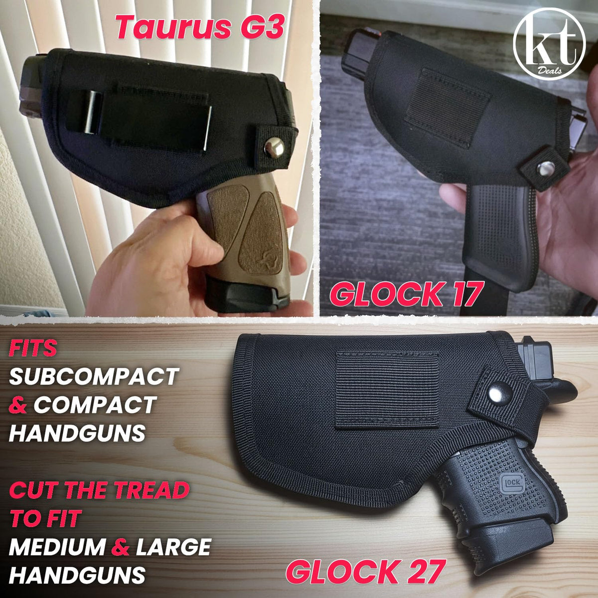 Universal Gun Holster for Men & Women, IWB/OWB Waist Belt Pistol Holster Fits for Taurus Glock Sig M&P 380 9mm Gun Holsters for Concealed Carry Handgun Right/Left Hand Draw with Mag Holder