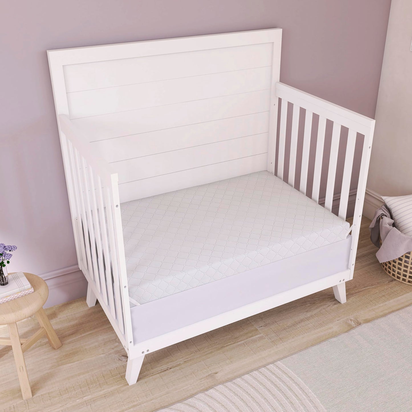 Dream On Me Holly 2-in-1 Mini & Portable Crib Mattress (38”x 24”x 3”), Dual Sided, Vinyl Waterproof Cover, 3” Fiber Core, GREENGUARD Gold Certified, Fits Standard Portable and Mini-Cribs