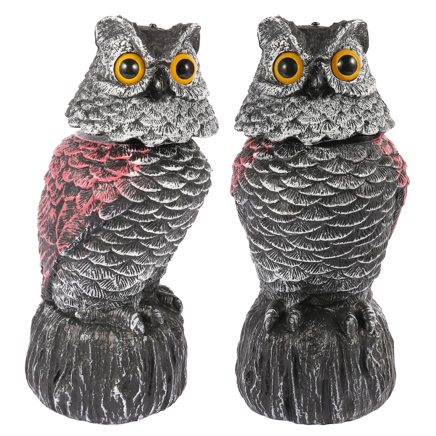 Owl Decoys to Scare Birds Away, 2 Pack BobbleHead Fake Owls Plastic Scarecrow Bird Deterrent, Nature Enemy Scarecrow Plastic Owl Statues, Garden Decor Statues for outside, Patio, Lawn, Yard Decoration