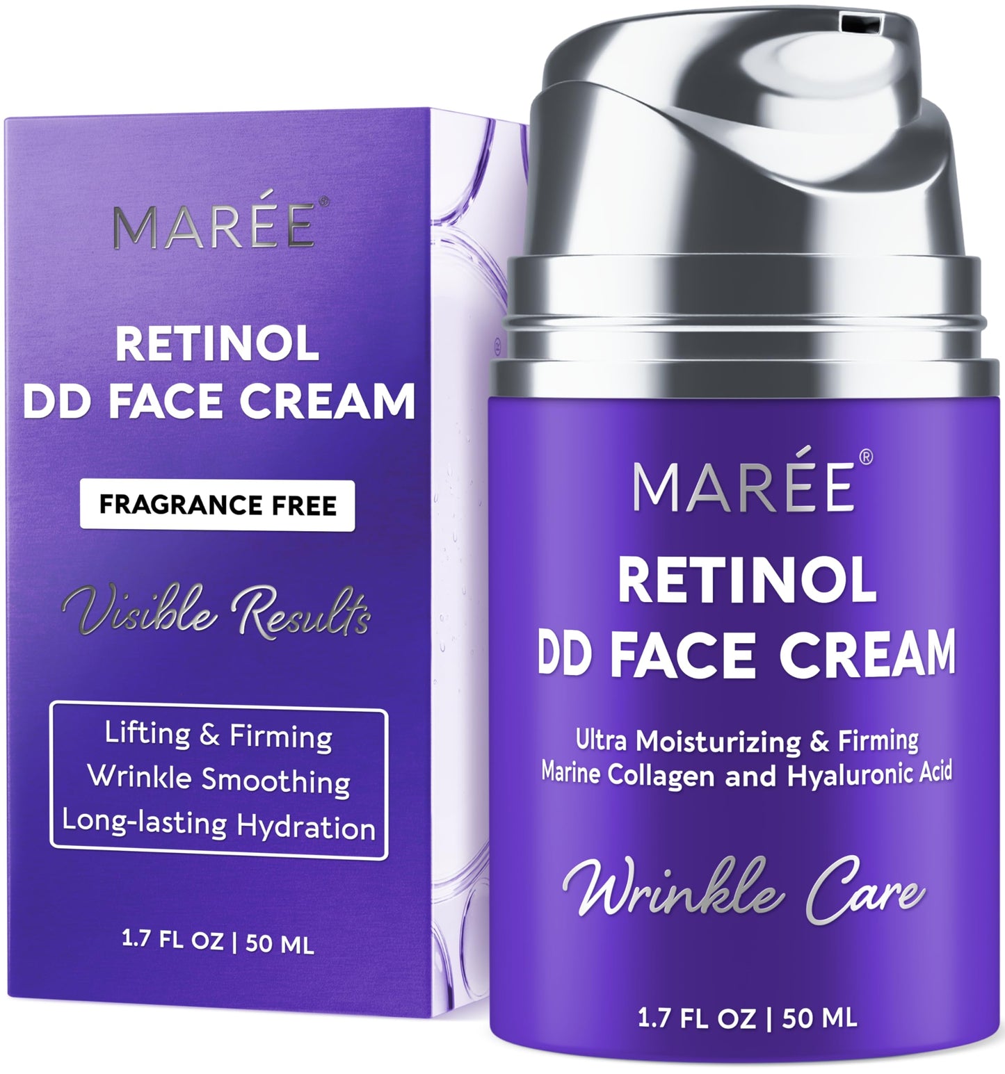 MAREE Face Moisturizer – Retinol Face Cream for Women Moisturizing with Collagen & Hyaluronic Acid – Day & Night Anti-Aging Facial Wrinkle DD Cream Moisturizer for Dry Skin – Crema Para la Cara