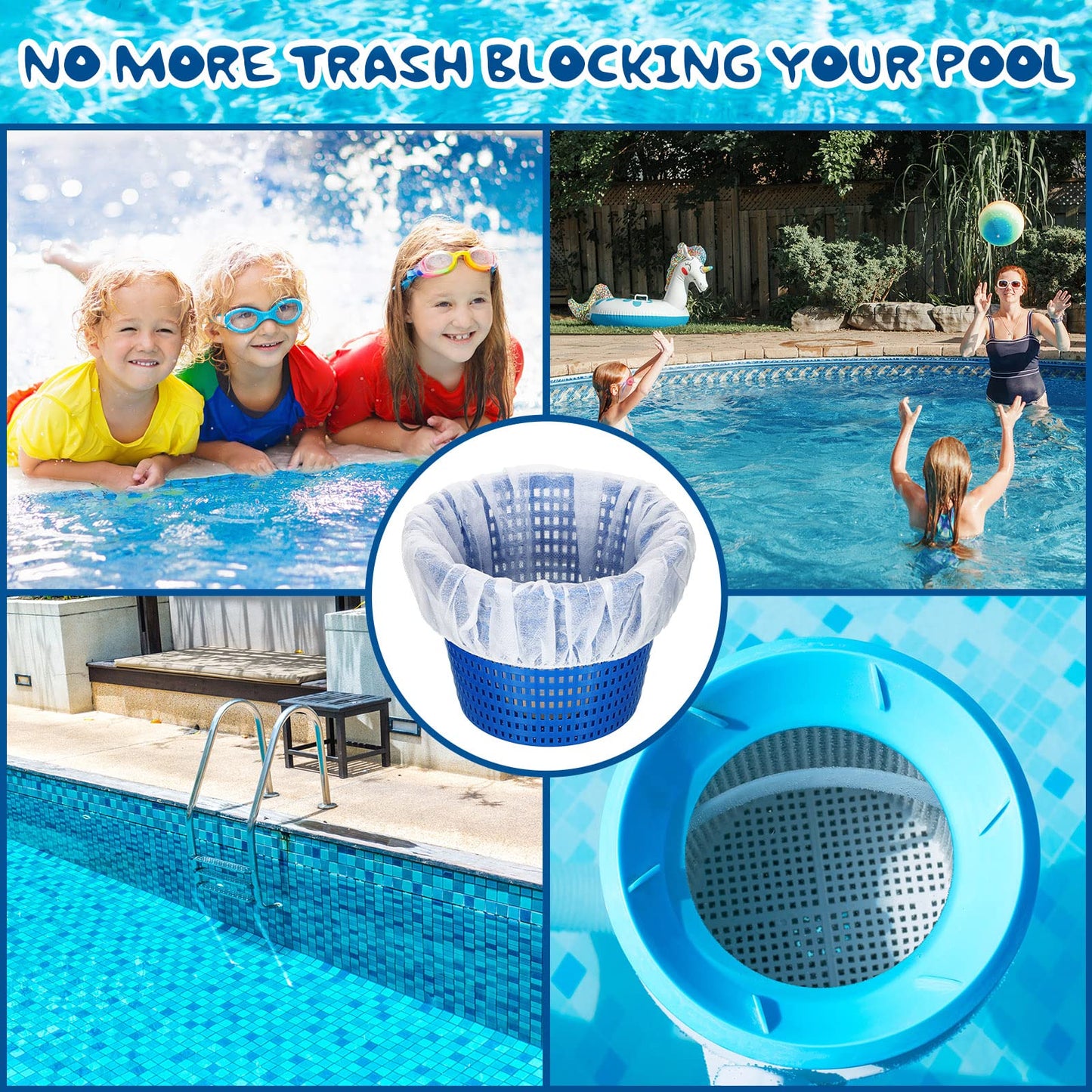 Janmercy 200 Pcs Pool Skimmer Socks Fine Mesh Basket Strainer Screen Liners Savers Clean Debris and Leaves for Inground and Above Ground Pool Filters Baskets Skimmers(White)