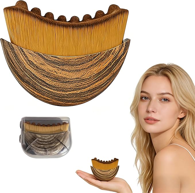 1PCS Lymphatic Contour Face Brush, Soft Facial Drainage Massager Tool for Face & Neck Lifting, Jawline Chin Sculpting, De-Puff Dry Brushing, Gua Sha Brush, Curved Ergonomic Design(Brown, 1-Pack)