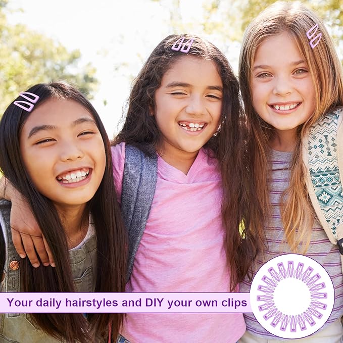 Chinco 24 Pcs Double Grip Hair Clips Metal Snap Clips Women Barrettes for Hair Making, Salon Supplies(Light Purple,2 Inch)